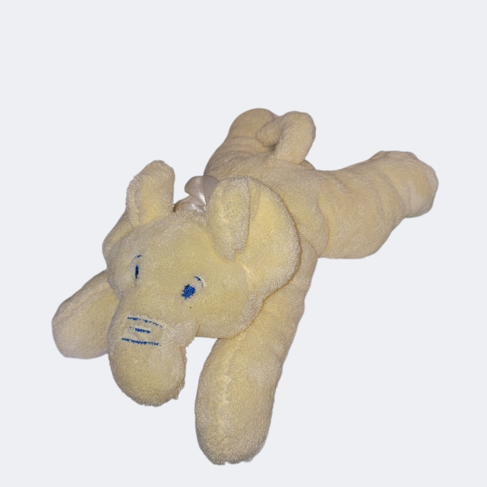 12" Elegant Baby yellow Elephant lovey Plush Stuffed Animal embroidered features